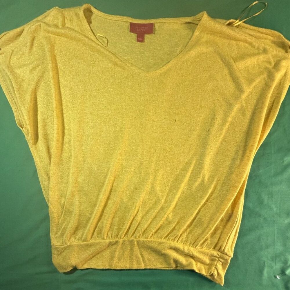 Jennifer Lopez Women's Yellow Sleeveless V-Neck Blouse Top Lined Size Large